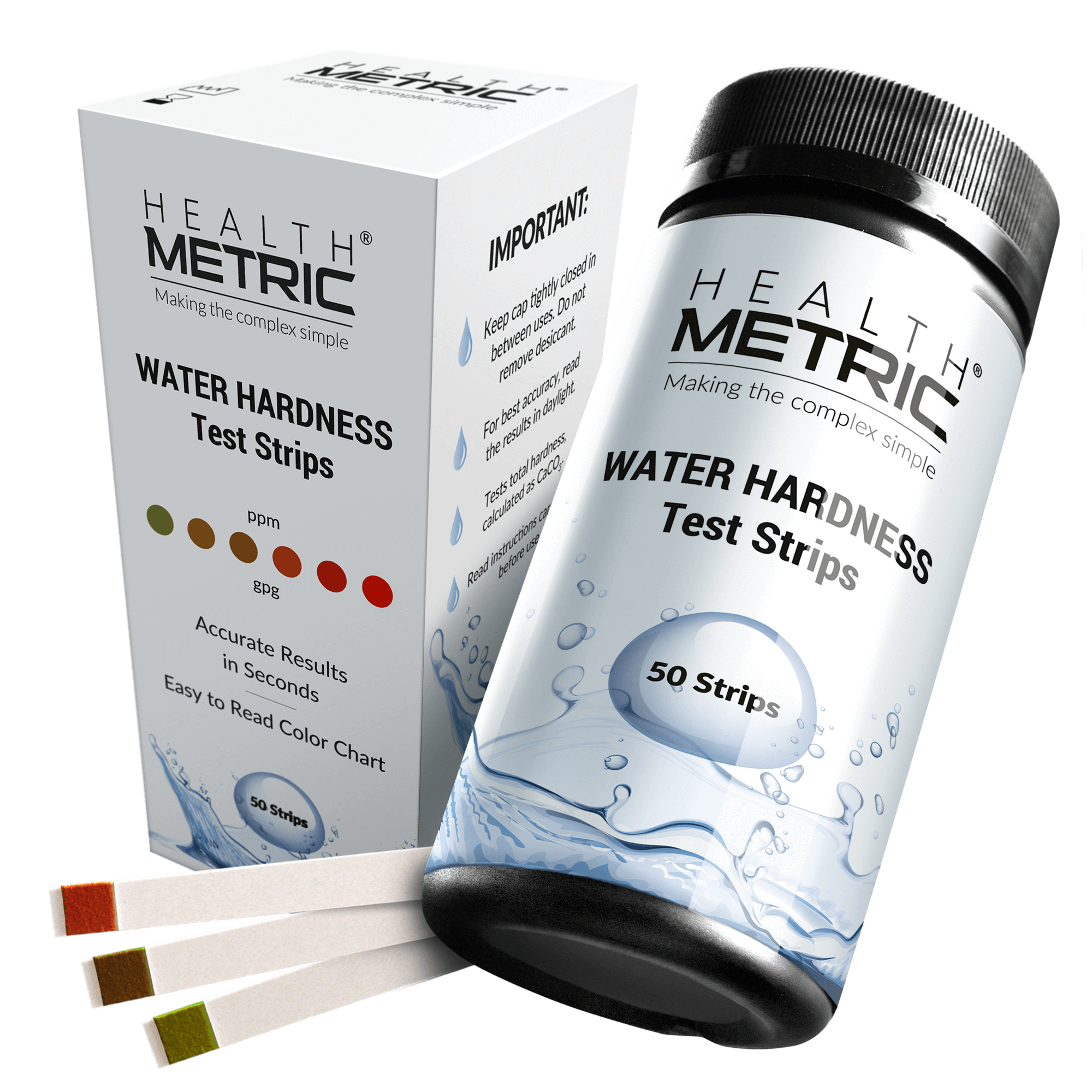 Water Hardness Test Strips - 50 strips at 0-425 ppm