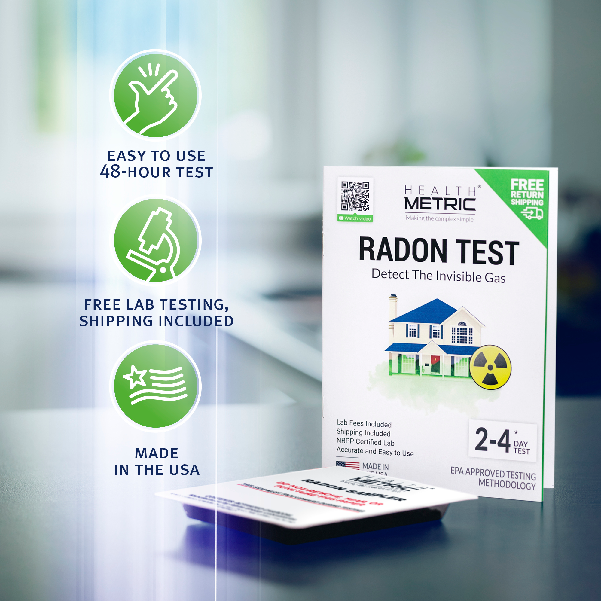 Radon Test Kit with Free Return Shipping
