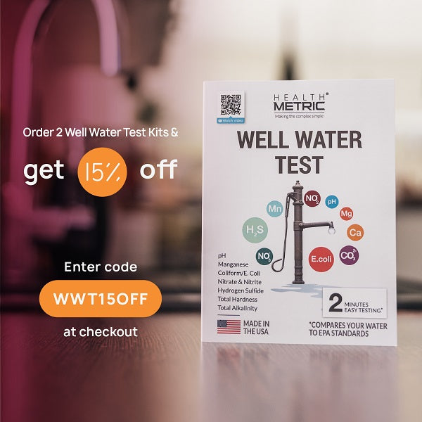 Health Metric Test Kit for Drinking Water - Easy Water Home Test for Lead,  Iron, Copper and Mercury - Heavy Metal Test Strips for Well Water 